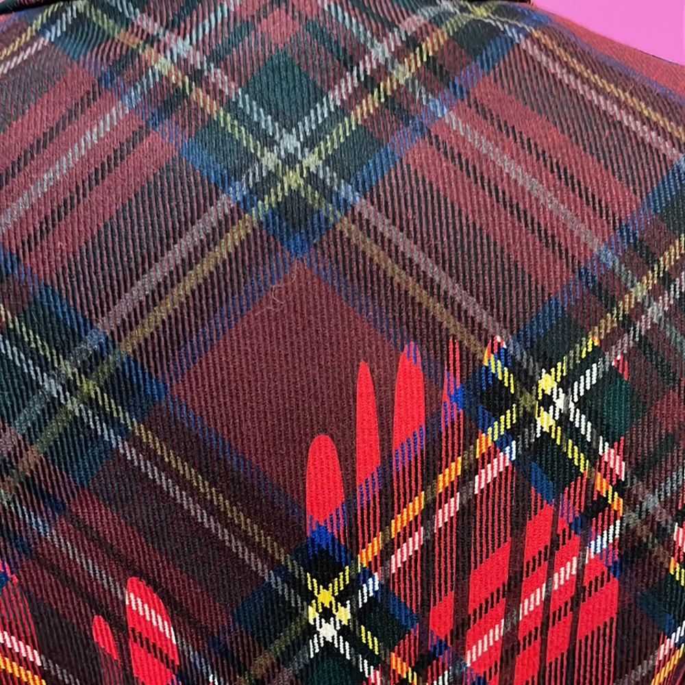 Moschino Red Black Wool Tartan Plaid Blazer - Picture 7 of 14